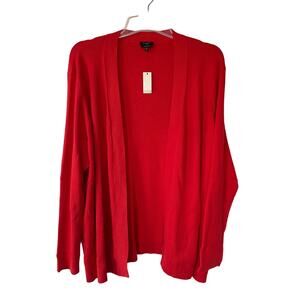 NEW Talbots Red Orange ribbed open cardigan size 3X